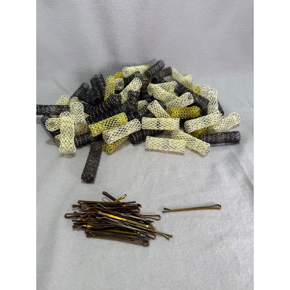 Vintage Goody Wire Mesh Brush Hair Rollers Lot 71 Curlers 24 Long Bobby Pins